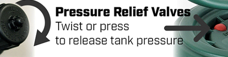 Chapin pressure relief valve-two options installed on select sprayers