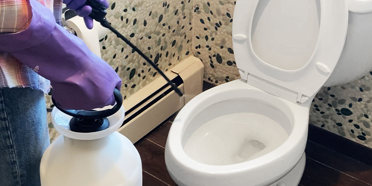 Chapin 20075 used for cleaning and disinfecting a toilet