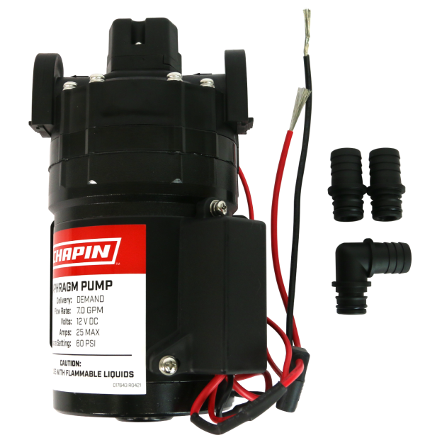 Chapin 6-9217 7 GPM, 60 PSI Self-Priming Diaphragm Water Pump top and side