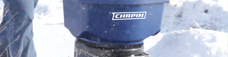 Chapin salt & ice melt spreader outside