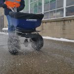 Chapin 82400B rock salt spreader outside