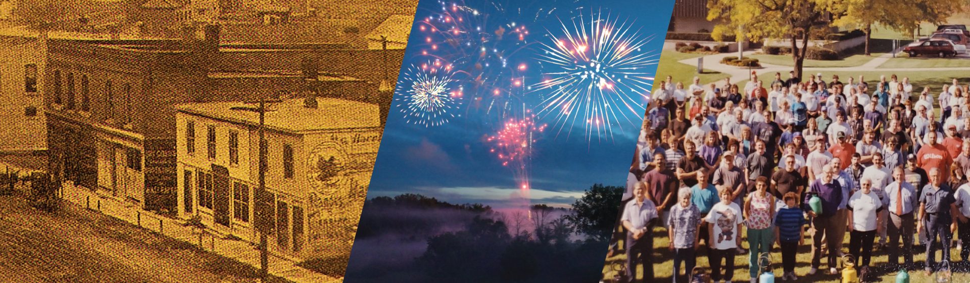 Chapin about us page graphic with group image, 140th celebration and historic image