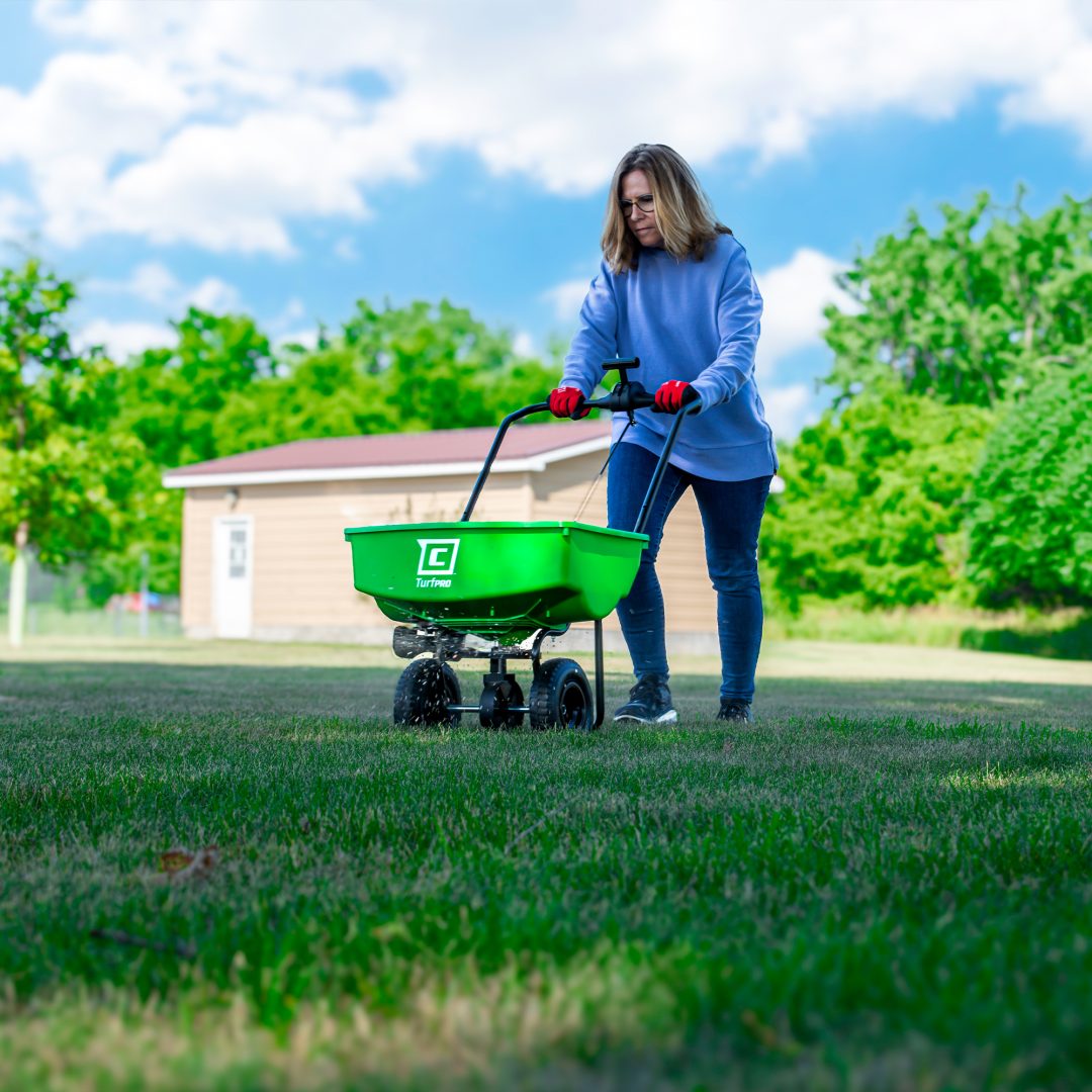 89003A-use Chapin 89003A residential TurfPro spreader spreading herbicides