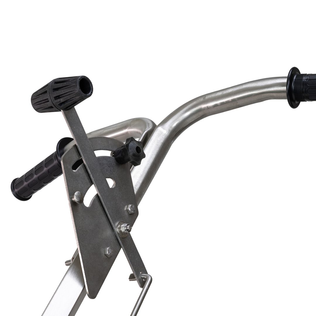 89400C-3-2 89400C 100 lb Contractor Stainless Steel TurfPro Spreader handle and gate adjustment