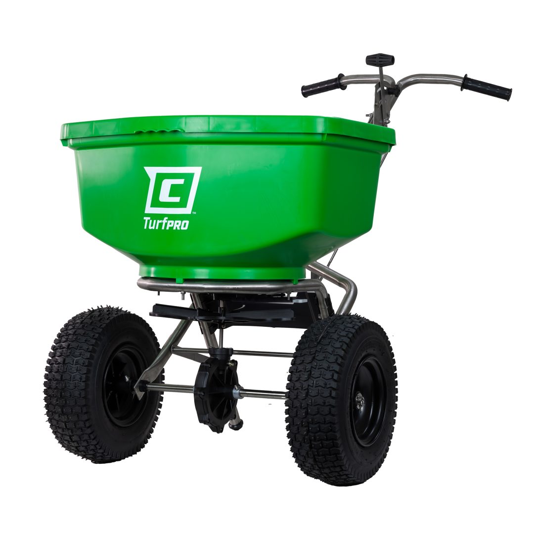 89400C-left 89400C 100 lb Contractor Stainless Steel TurfPro Spreader